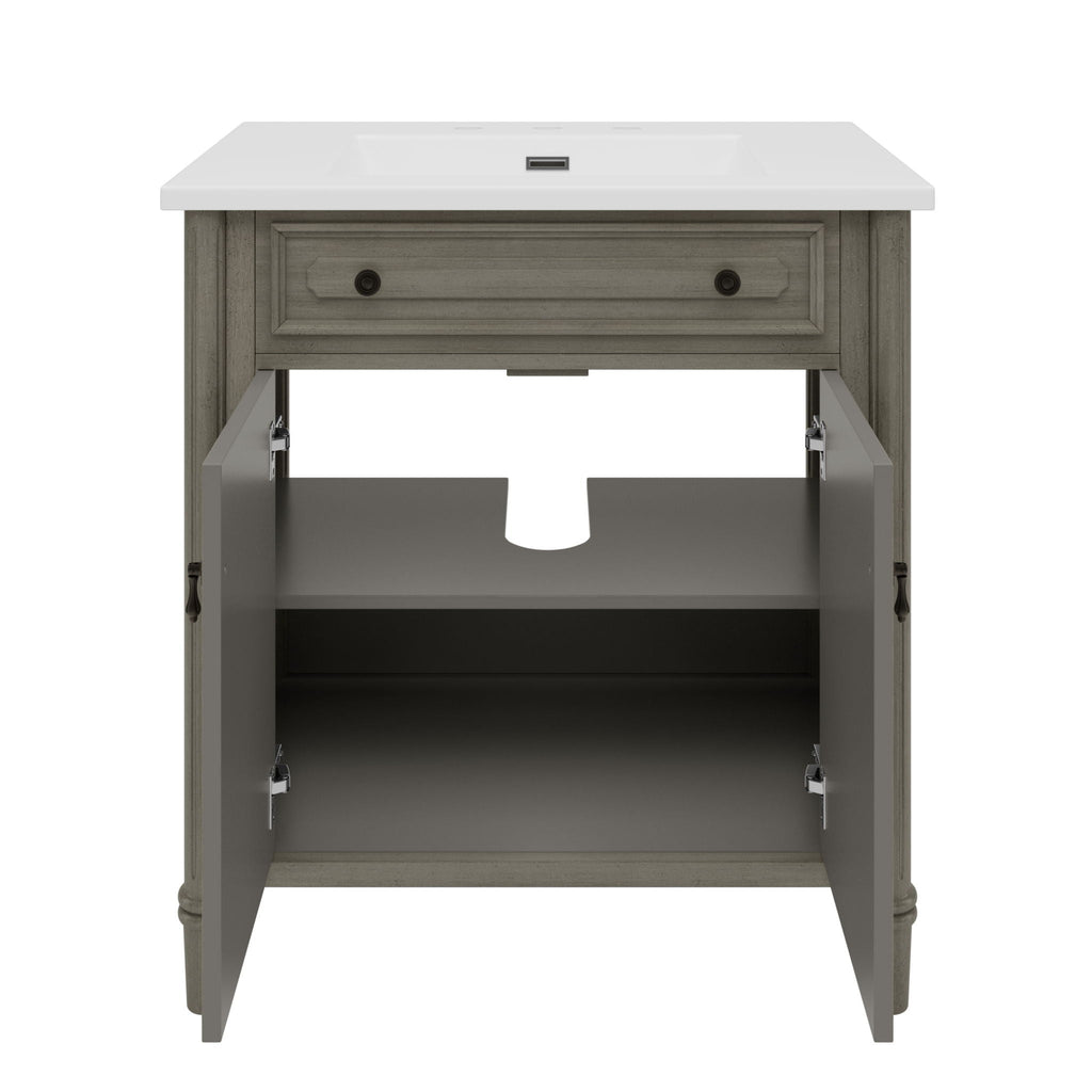 Vintage Bathroom Vanity With Sink, Rustic Cabinet With Soft Close Doors