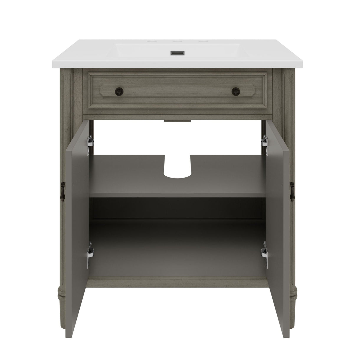 Vintage Bathroom Vanity With Sink, Rustic Cabinet With Soft Close Doors
