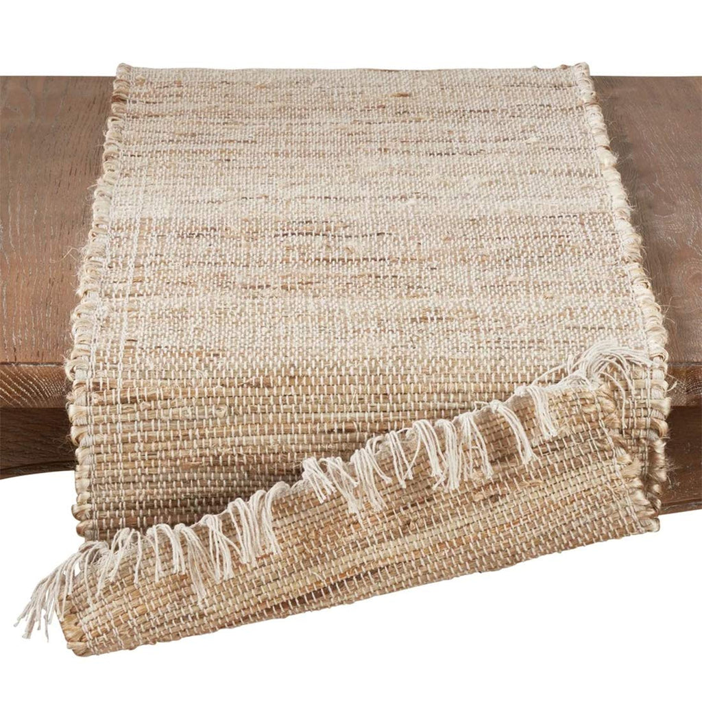 Fennco Styles 100% Jute Chindi Tassel Design Farmhouse Table Runner 16 x 72 Inch - Natural Table Cover for Home, Dining Room, Banquets, Family Gathering and Special Occasion