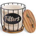 Rustic Acacia Coffee Filter Holder with Lid