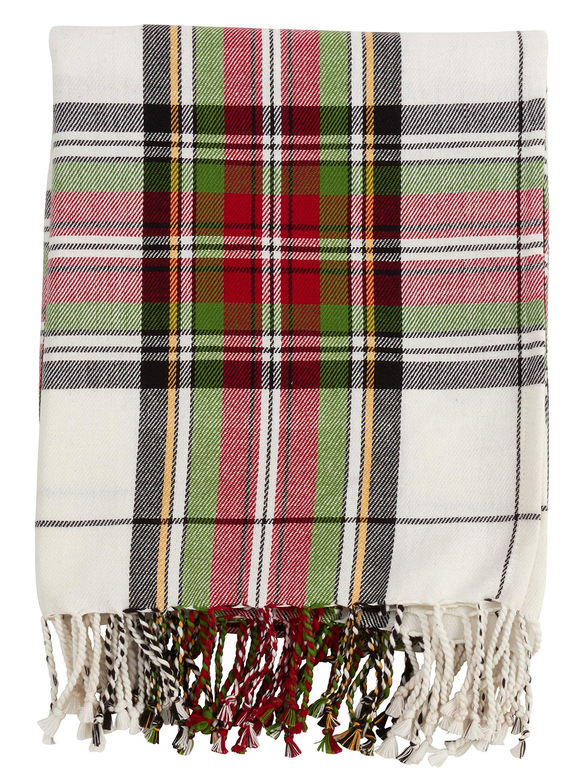 Fennco Styles Country Plaid Tassel 100% Cotton Throw 50 x 60 Inch - Black Red Blanket for Couch, Living Room, Bedroom, Christmas Décor and Everyday Use