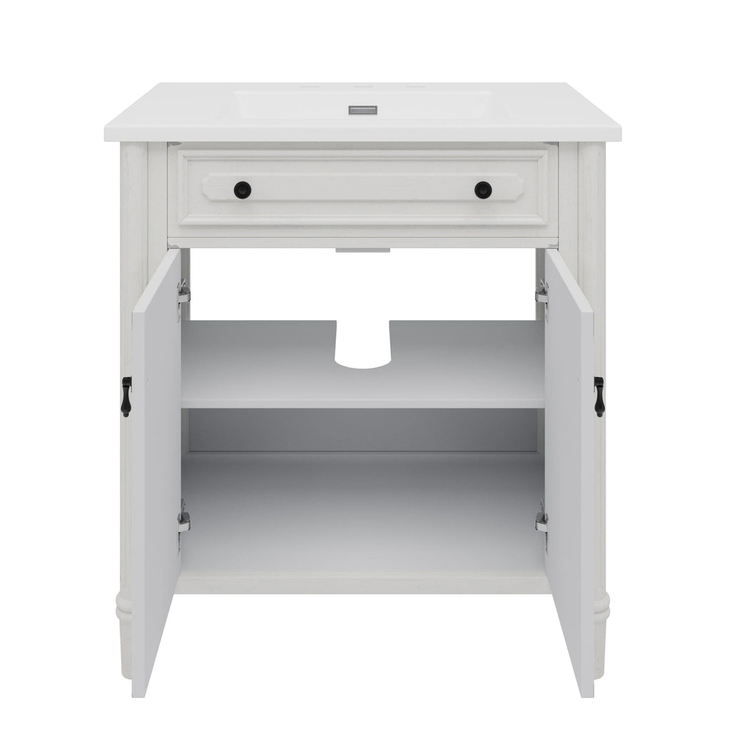 Vintage Bathroom Vanity With Sink, Rustic Cabinet With Soft Close Doors