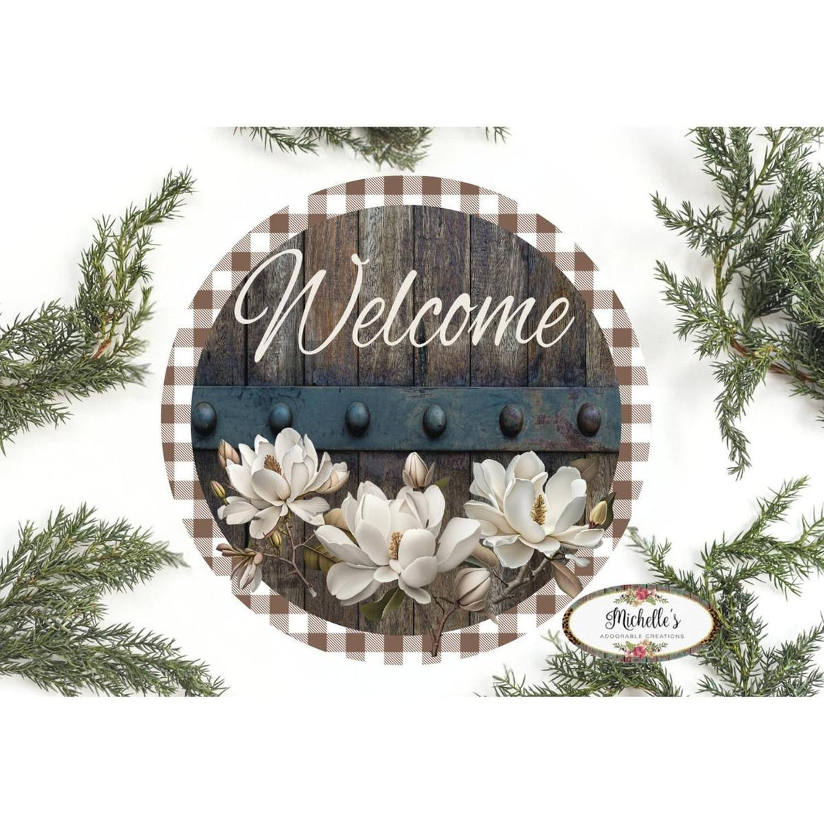 Magnolia Welcome Wood Round Sign