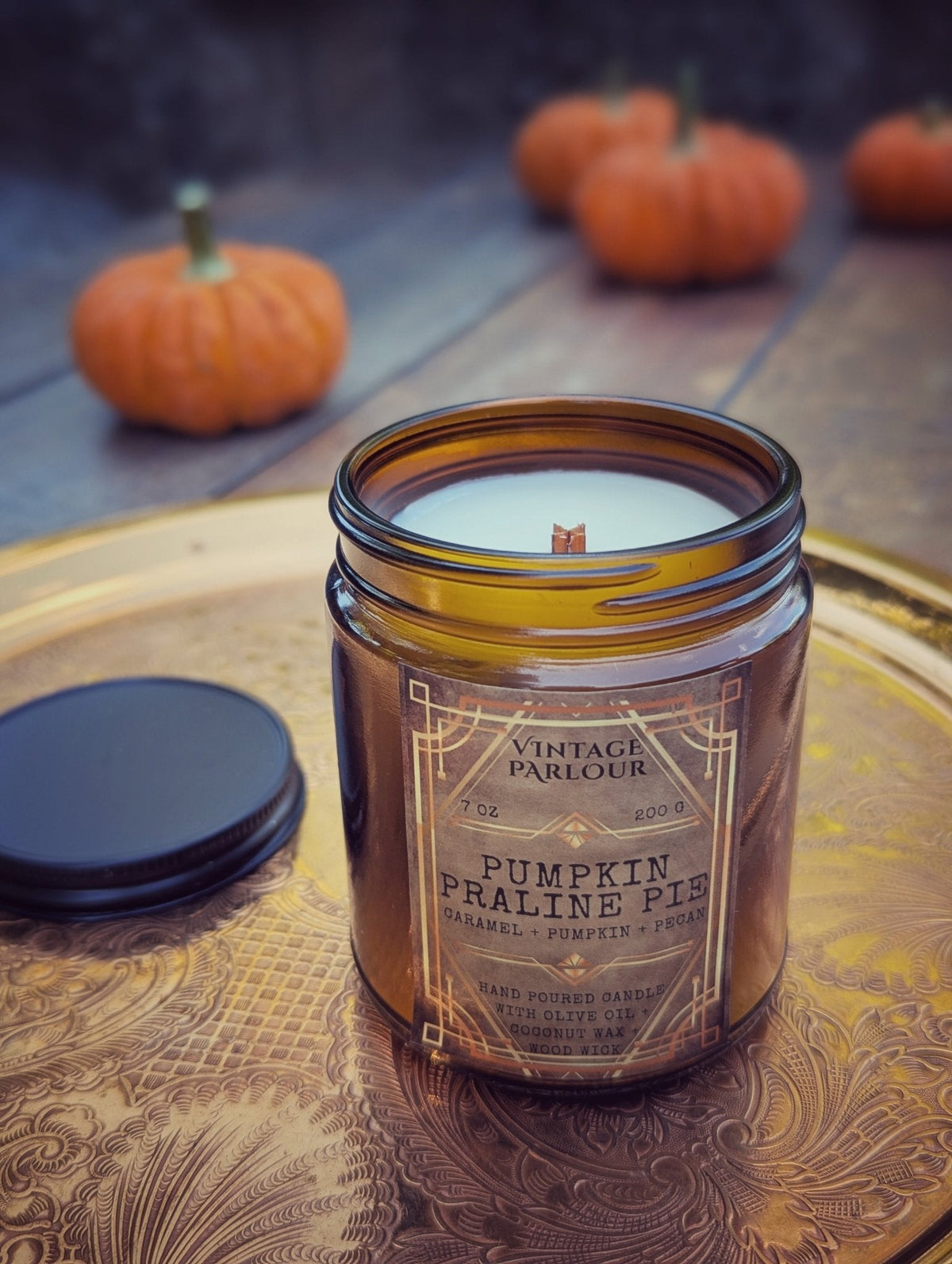Vintage Wooden Wick Candle – Art Deco 1920s Inspired Scented Candle Gift